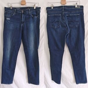 AG The Stevie Ankle Jeans‎ Slim Straight 32R Medium Dark Wash Petite Stretch